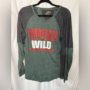 Source Unknown Minnesota Wild Green and Dark Gray Long Sleeve Tee